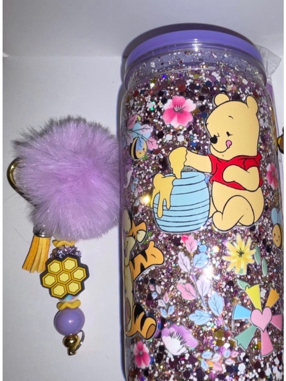 Glitter Purple Snowglobe Tumbler Set